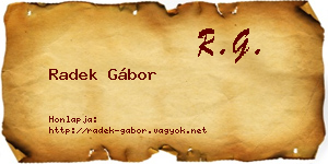 Radek Gábor névjegykártya